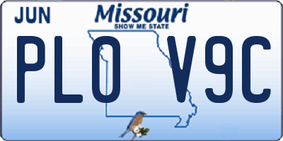 MO license plate PL0V9C