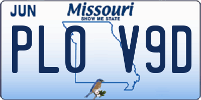 MO license plate PL0V9D