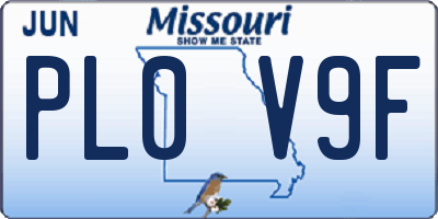 MO license plate PL0V9F