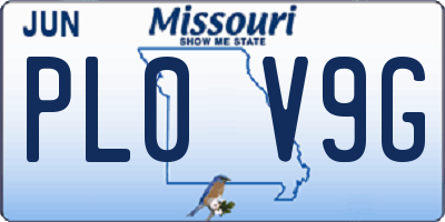 MO license plate PL0V9G