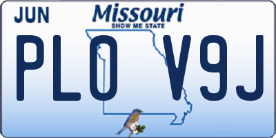 MO license plate PL0V9J