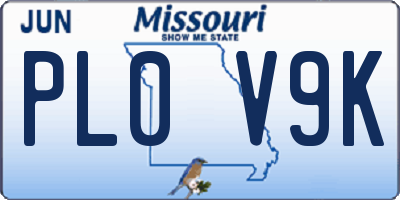 MO license plate PL0V9K