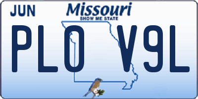 MO license plate PL0V9L