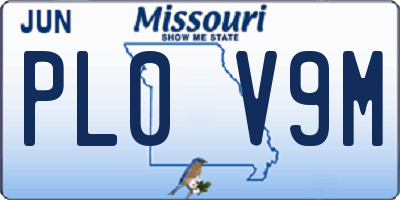 MO license plate PL0V9M