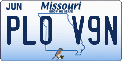 MO license plate PL0V9N