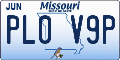 MO license plate PL0V9P
