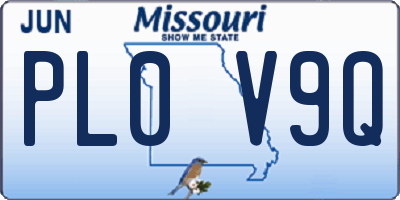 MO license plate PL0V9Q