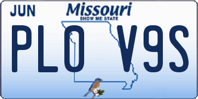 MO license plate PL0V9S