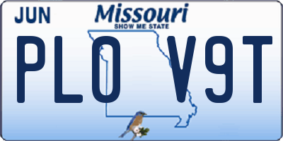 MO license plate PL0V9T