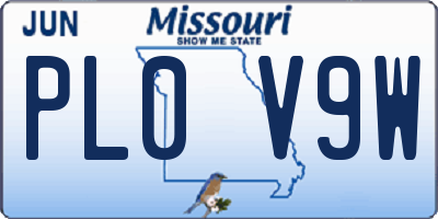 MO license plate PL0V9W