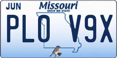 MO license plate PL0V9X