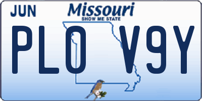 MO license plate PL0V9Y