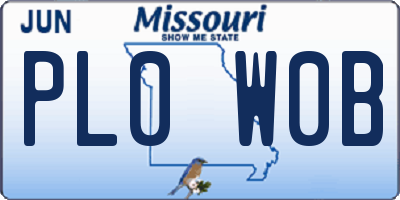 MO license plate PL0W0B