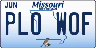 MO license plate PL0W0F