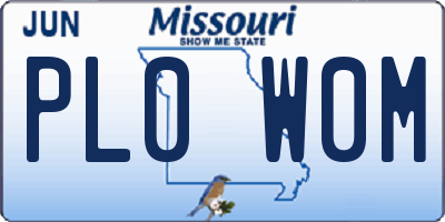 MO license plate PL0W0M