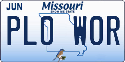 MO license plate PL0W0R