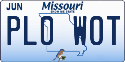 MO license plate PL0W0T