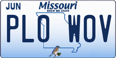 MO license plate PL0W0V