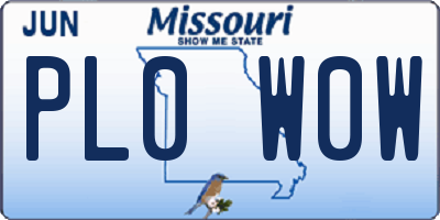 MO license plate PL0W0W