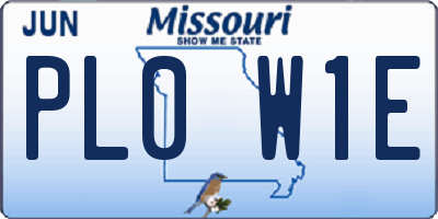 MO license plate PL0W1E