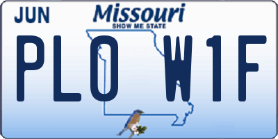 MO license plate PL0W1F