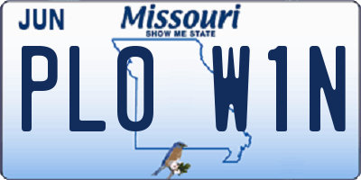 MO license plate PL0W1N