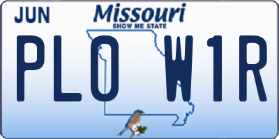 MO license plate PL0W1R