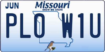 MO license plate PL0W1U