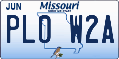 MO license plate PL0W2A