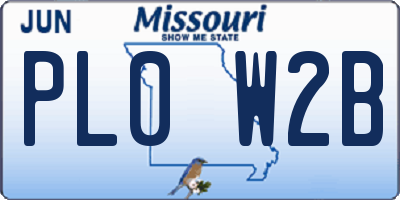 MO license plate PL0W2B
