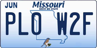 MO license plate PL0W2F