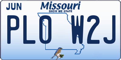 MO license plate PL0W2J
