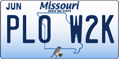 MO license plate PL0W2K