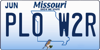 MO license plate PL0W2R