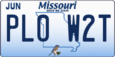 MO license plate PL0W2T