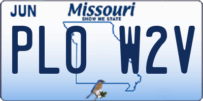 MO license plate PL0W2V