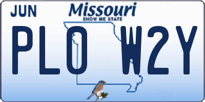 MO license plate PL0W2Y