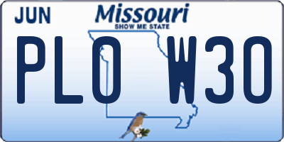 MO license plate PL0W3O