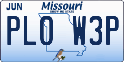 MO license plate PL0W3P