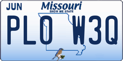 MO license plate PL0W3Q