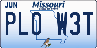 MO license plate PL0W3T