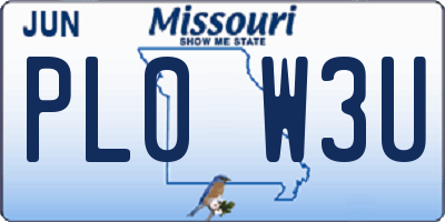 MO license plate PL0W3U