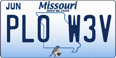 MO license plate PL0W3V