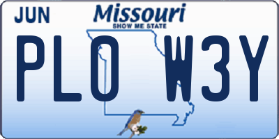 MO license plate PL0W3Y