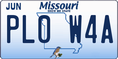 MO license plate PL0W4A