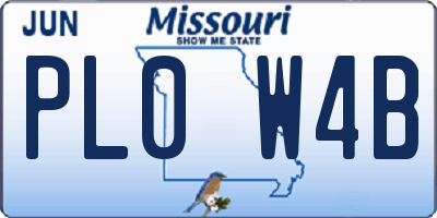 MO license plate PL0W4B