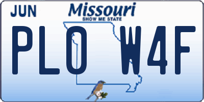 MO license plate PL0W4F