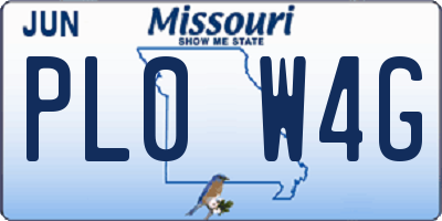 MO license plate PL0W4G