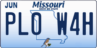 MO license plate PL0W4H