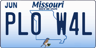 MO license plate PL0W4L